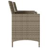vidaXL Patio Sofa 2-Seater with Table and Cushions Grey Poly Rattan