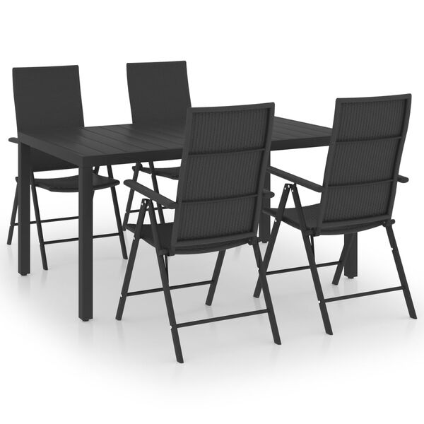 vidaXL Dining Set Black PE rattan, aluminum, WPC Medium