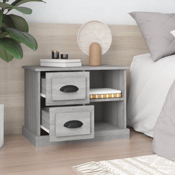 vidaXL Bedside Cabinet Grey Sonoma Engineered wood 23.6x14.0x17.7 in