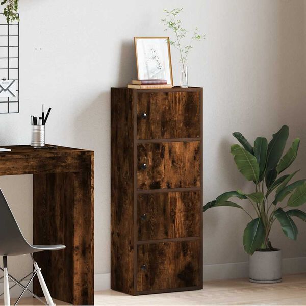 vidaXL Bookcase Smoked Oak Engineered Wood Medium Modern