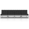 vidaXL Garden Sofa Grey Solid Pinewood Medium Modular Stylish Rustic