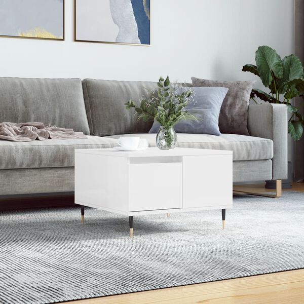 vidaXL Coffee Table High gloss white Engineered wood, Metal