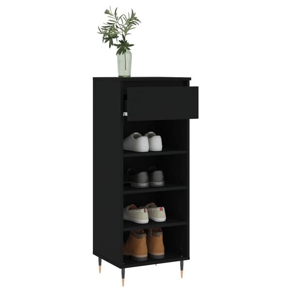 vidaXL Shoe Cabinet Black Engineered wood Medium Shoe Cabinet