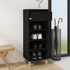 vidaXL Shoe Cabinet Black Engineered wood, solid eucalyptus wood Compact