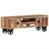 vidaXL TV Stand with Wheels 43.3"x11.8"x14.6" Solid Reclaimed Wood