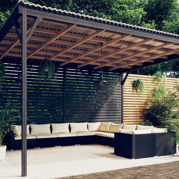 vidaXL Garden Lounge Set Black, Cream