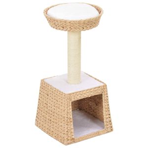 vidaXL Cat Tree Natural Seagrass, soft plush, sisal rope Compact