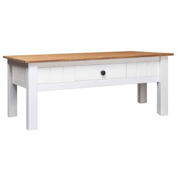 vidaXL Coffee Table White & natural wood Solid Pine Wood Storage