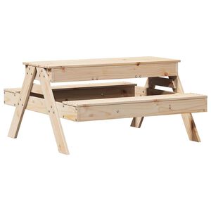 vidaXL Picnic Table Natural Solid pine wood Medium