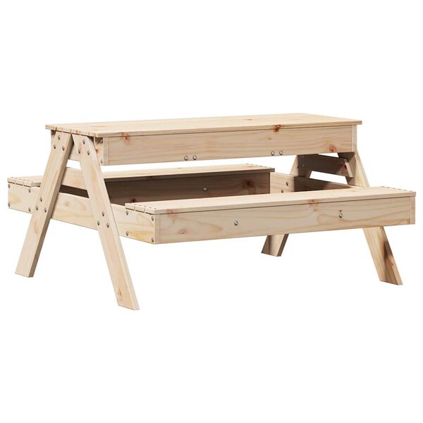 vidaXL Picnic Table Natural Solid pine wood Medium