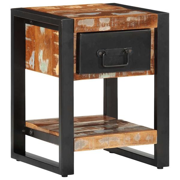 vidaXL Bedside Cabinet Multicolor Solid reclaimed wood, iron