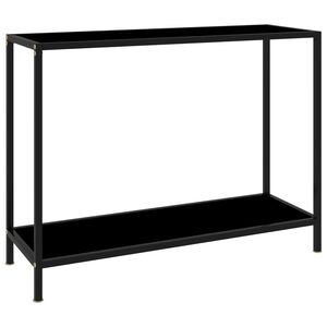 vidaXL Console Table Black Tempered Glass, Powder-Coated Steel