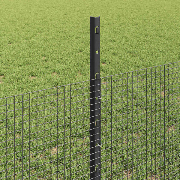 vidaXL Fence with Post Grey 1.64 x 82.02 ft Steel