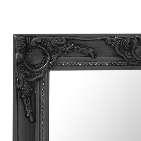 vidaXL Wall Mirror Black Wood, Glass, Engineered Wood 19.7x19.7 in
