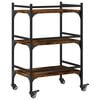 vidaXL Kitchen Trolley Smoked Oak 19.7"x13.8"x29.7" Engineered Wood