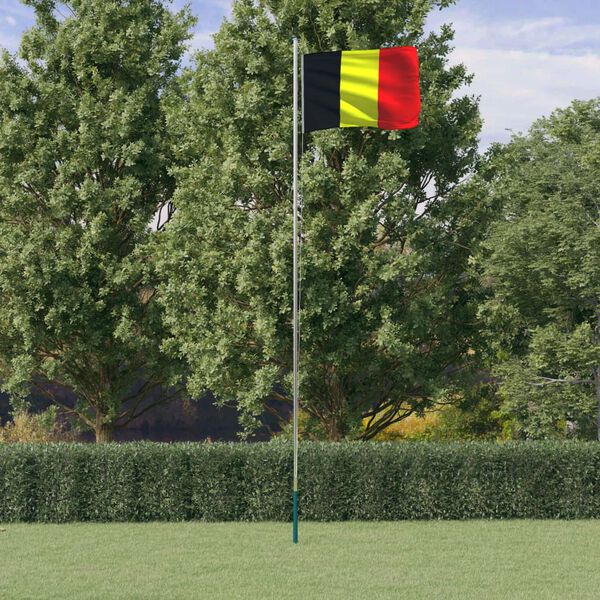vidaXL Belgium Flag Silver, Multicolor Aluminum, 100% Polyester Large