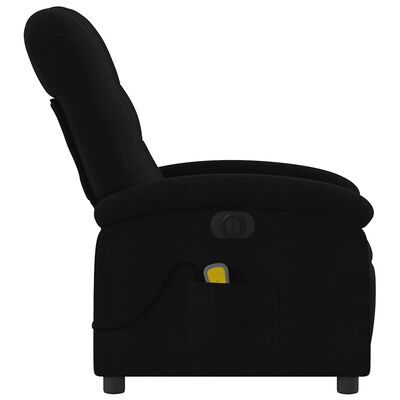 Side profile of recliner showing curved back and armrest