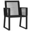 vidaXL Dining Set Black Powder-coated steel, glass, PVC rattan