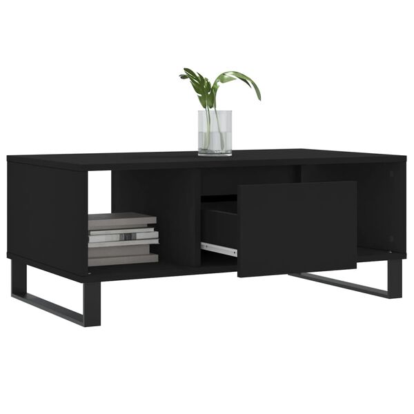 vidaXL Coffee Table Black Engineered wood and metal Medium Coffee Table