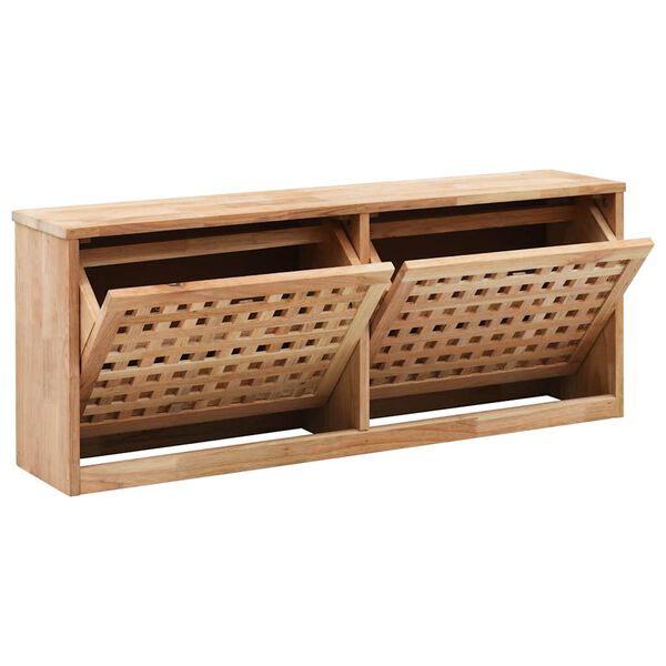 vidaXL Shoe Organizer Natural Solid walnut wood Medium Storage