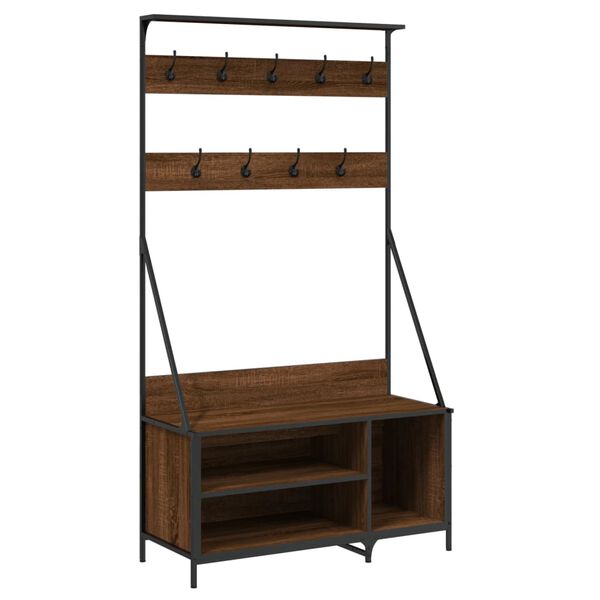 vidaXL Clothes Rack Brown Oak Engineered wood, metal Compact
