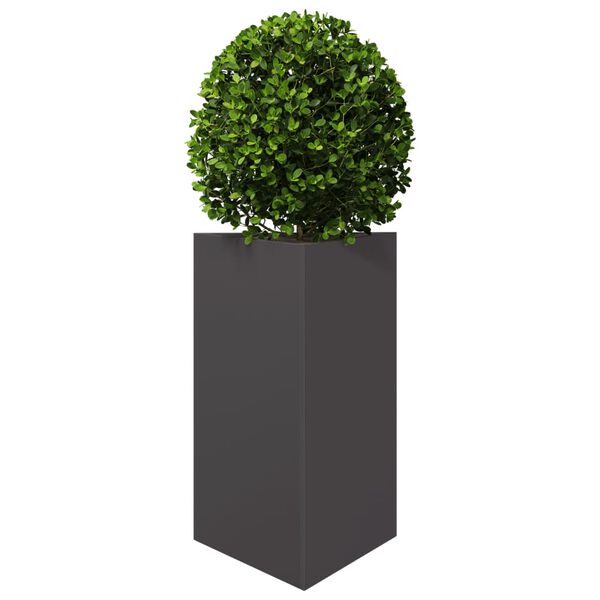 vidaXL Garden Planter Set of 2 Black Steel Medium Garden Planter