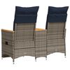 vidaXL Reclining Patio Sofa 2-Seater with Table Gray Poly Rattan