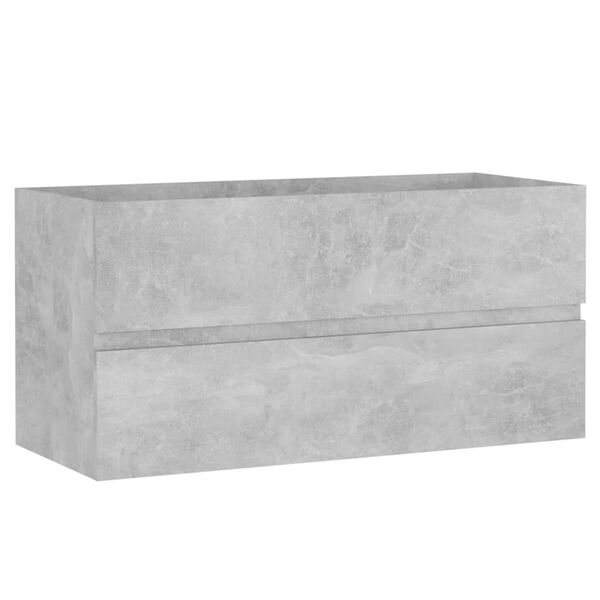 vidaXL Sink Cabinet With Basin Concrete Grey, White Engineered wood, Ceramic