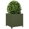 vidaXL Garden Planter Olive Green Steel 19.7 x 19.7 x 19.7 in Durable