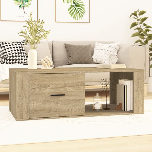 vidaXL Coffee Table Sonoma Oak Engineered Wood 39.4 x 19.9 x 13.8 in
