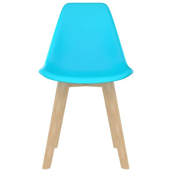 vidaXL Dining Chair Set of 2 Blue Polypropylene, Beechwood Medium