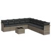vidaXL Garden Sofa Set Grey PE rattan, powder-coated steel, tempered glass
