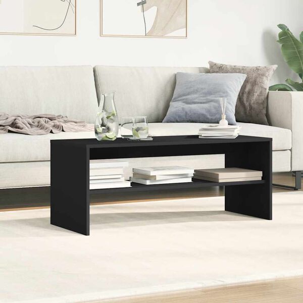 vidaXL TV Cabinet Black Engineered Wood Medium TV Cabinet Rectangular