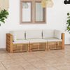 vidaXL Patio 3-Seater Sofa with Cushions Solid Teak Wood