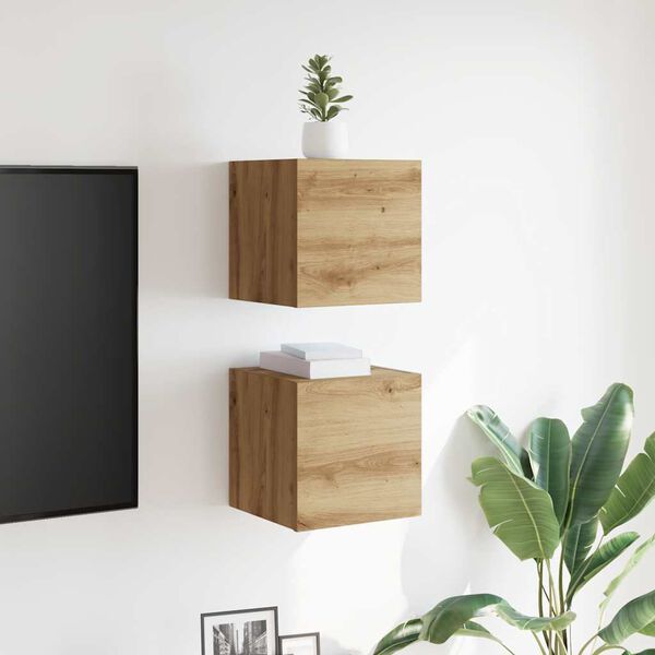 vidaXL Wall Mounted TV Cabinet Set of 2 Artisan Oak Engineered Wood