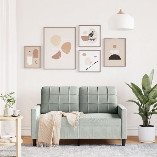 vidaXL 2-seater Sofa Light gray Velvet, Polyester, Metal, Plywood 2-seater