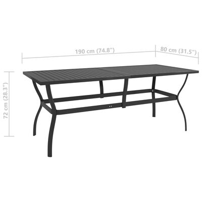 vidaXL Patio Table Anthracite 74.8"x31.5"x28.3" Steel