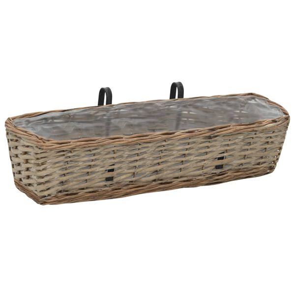 vidaXL Balcony Planter Set of 2 Brown Wicker 23.6 in Hanging mounting