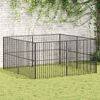 vidaXL Dog Playpen Black Galvanized steel Large Sturdy Dog Playpen