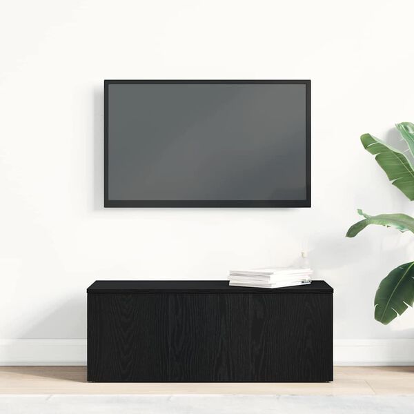 vidaXL TV Cabinet with Drawer Black Oak 80x34x30 cm Engineered Wood