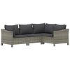 vidaXL Garden Lounge Set Gray PE rattan, Powder-coated steel Large