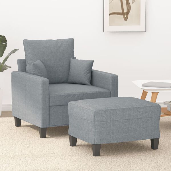 vidaXL Sofa Chair With Footstool Light Grey
