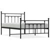 vidaXL Bed Frame Black Powder-Coated Steel Twin Bed Frame Rectangular