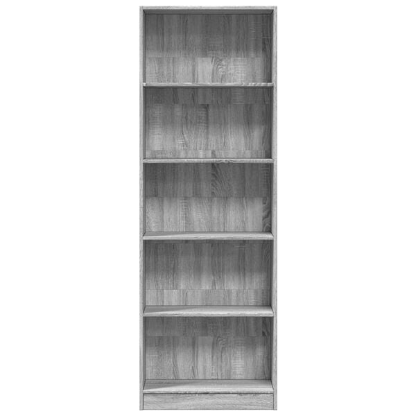 vidaXL Bookcase Gray Sonoma Engineered wood Tall Modern Display Shelf