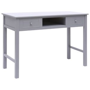 vidaXL Desk Grey Paulownia wood, Poplar wood Medium Desk Rectangular