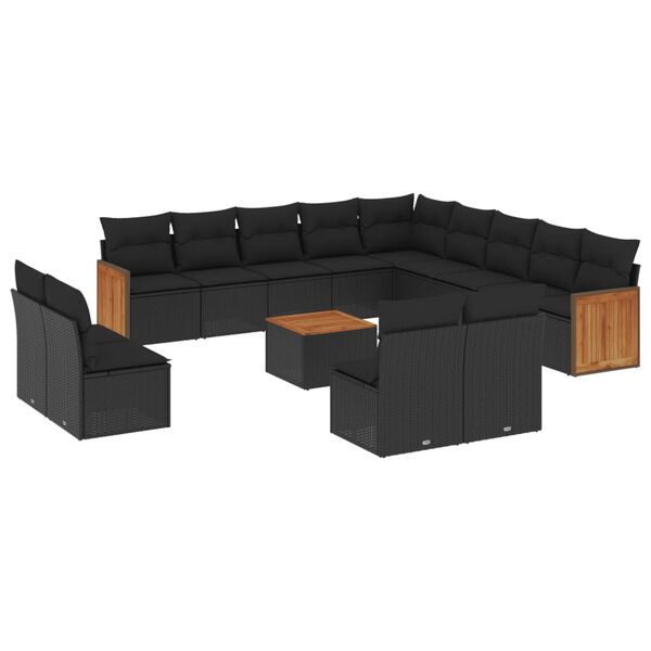 vidaXL Garden Sofa Set Black