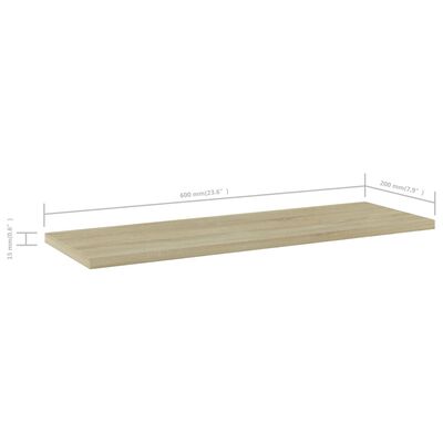 vidaXL Bookshelf Boards 4 pcs Sonoma Oak 23.6"x7.9"x0.6" Engineered Wood