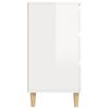 vidaXL Sideboard High gloss white Engineered wood, solid eucalyptus wood