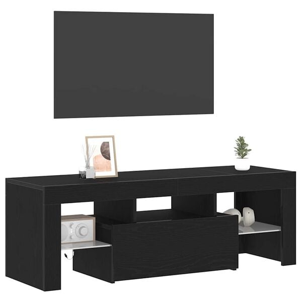 vidaXL TV Cabinet Black Oak 47.24 x 13.78 x 15.75 in Engineered Wood