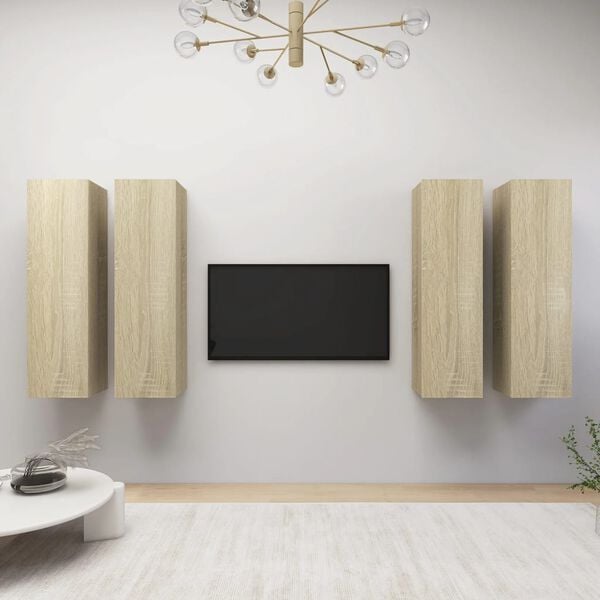 vidaXL TV Cabinet Set of 4 Sonoma Oak Engineered Wood 4 Units